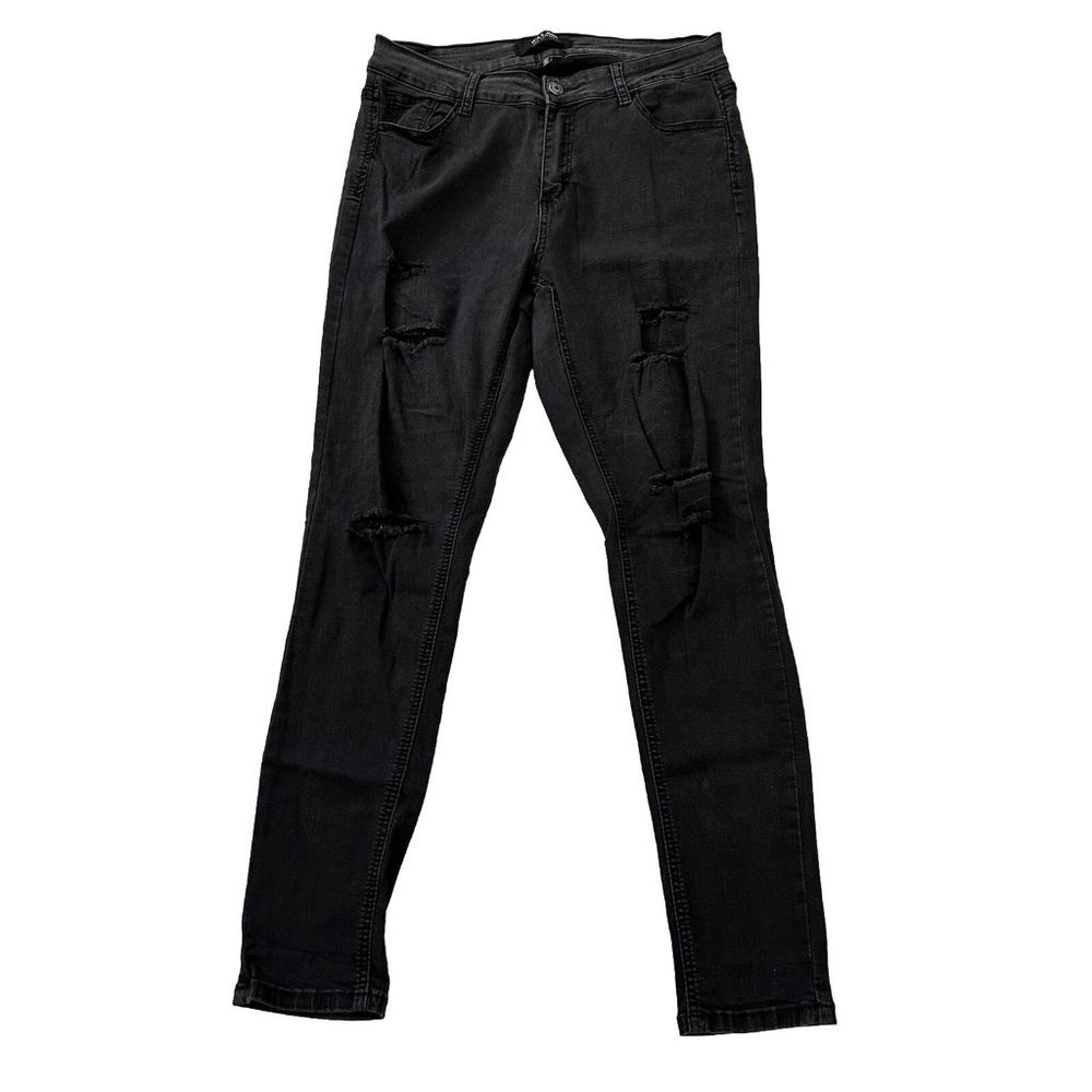 WAX JEAN Women's 14 Black Butt I Love You Skinny Fit Denim Pants Stretch 32x30
